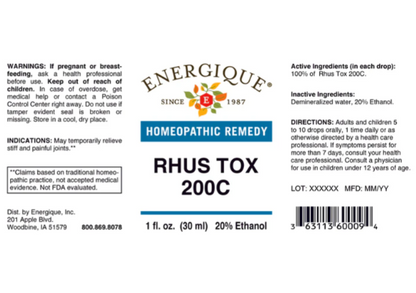 Energique Rhus Tox 200C 1 oz